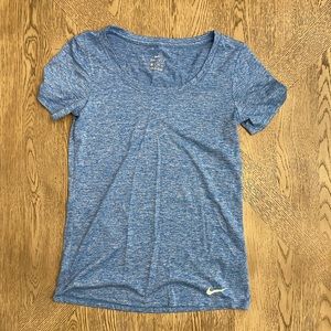 Nike dri-fit scoop neck workout shirt; heathered blue $8
